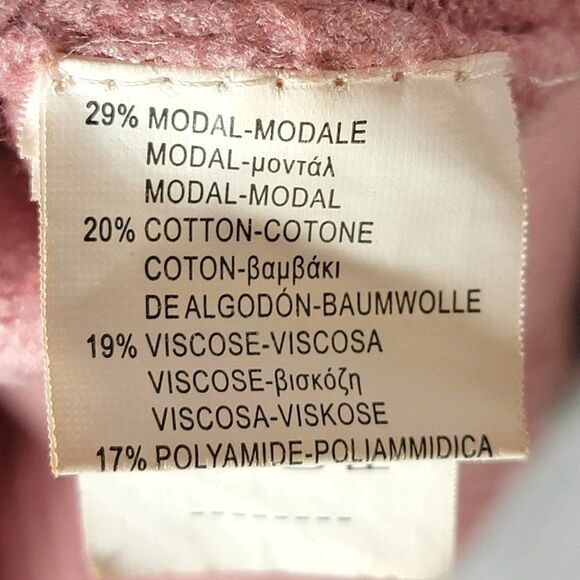 Evelin Italian Cable Knit Sweater Womens M Pink Vneck Long Sleeve Modal Barbie - Picture 7 of 10